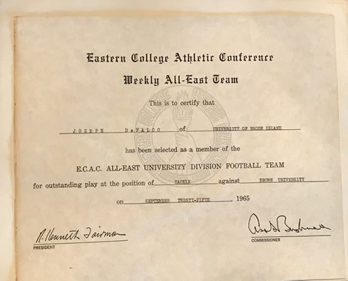 Joseph A DeFalco College Certificate 2